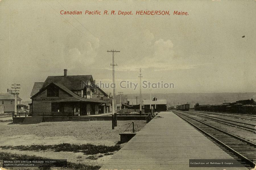 Postcard: Canadian Pacific Railroad Depot, Henderson, Maine